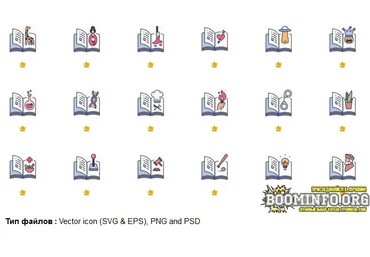 Flaticon Icon Pack: Book Genres | Lineal color 40 icons 2021 слив