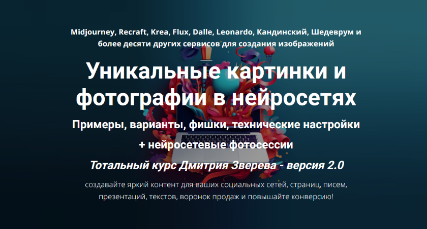 Дмитрий Зверев Тотальный курс по картинкам в нейросетях 2.0. Тариф Полная версия 2025 слив курса