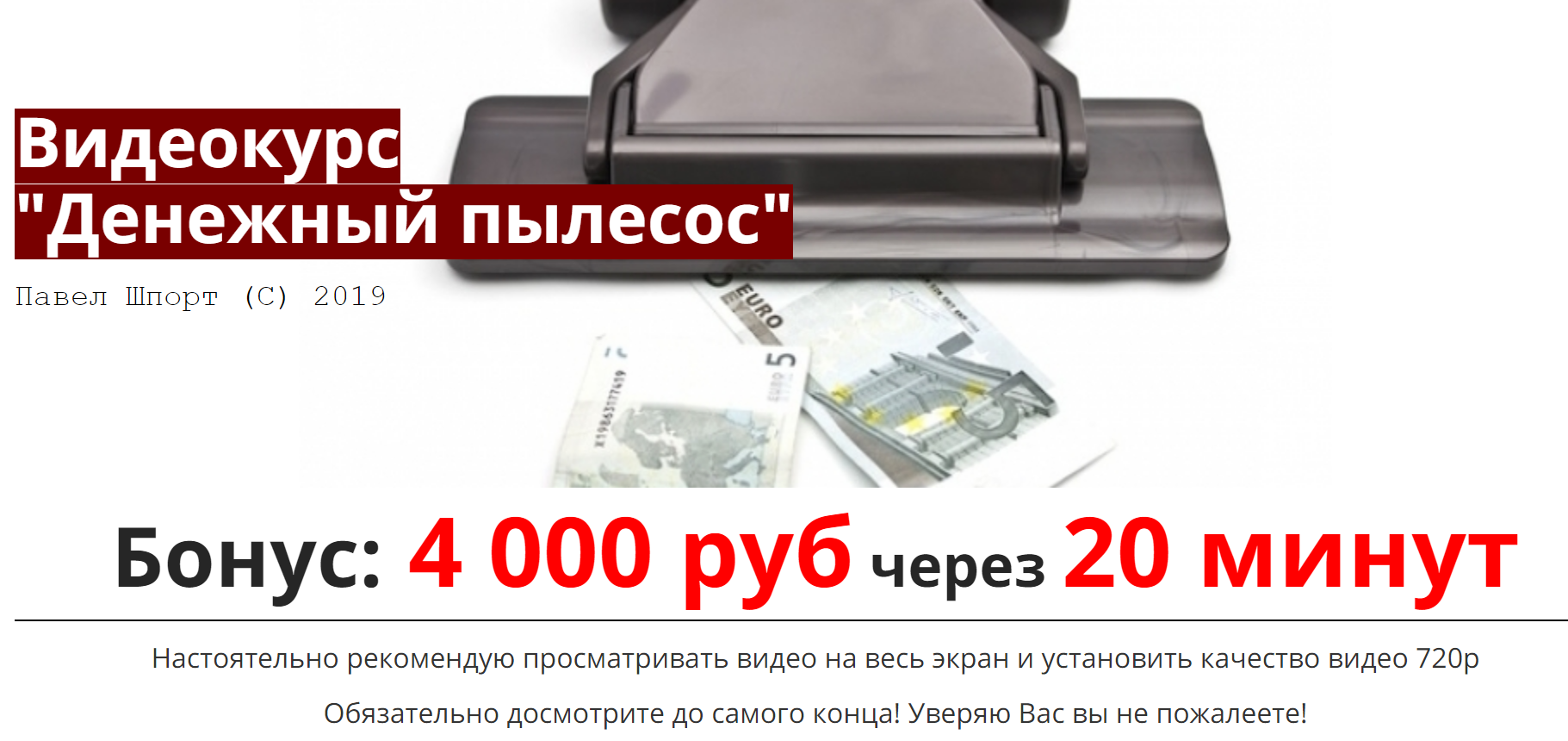 Система «Денежный пылесос» от 2019 г Павел Шпорт слив курса