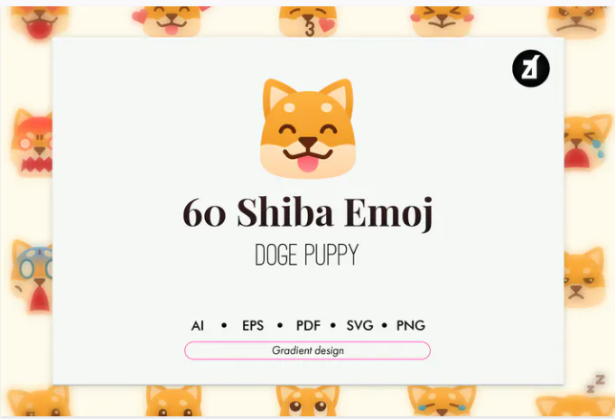 Elements.Envato Набор значков 60 Shiba Emoji 2021 слив курса