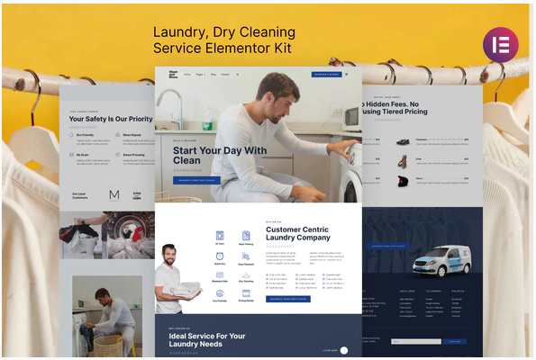 Themeforest Wash & Rinse – Laundry & Dry Cleaning Service Elementor Template Kit слив курса