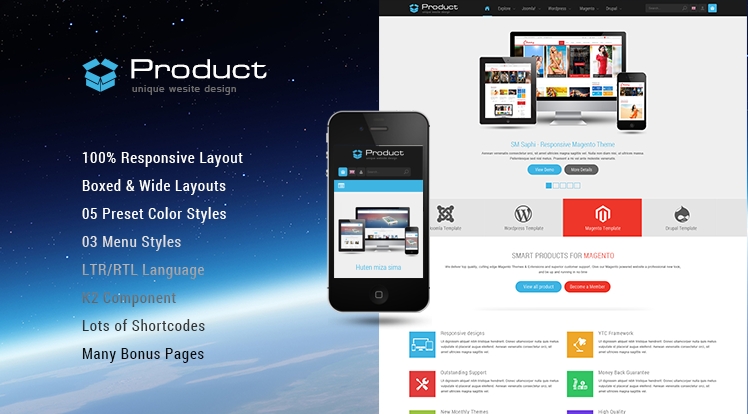 Smartaddons SJ Product v3.9.6 - адаптивный шаблон Joomla для продукта слив курса
