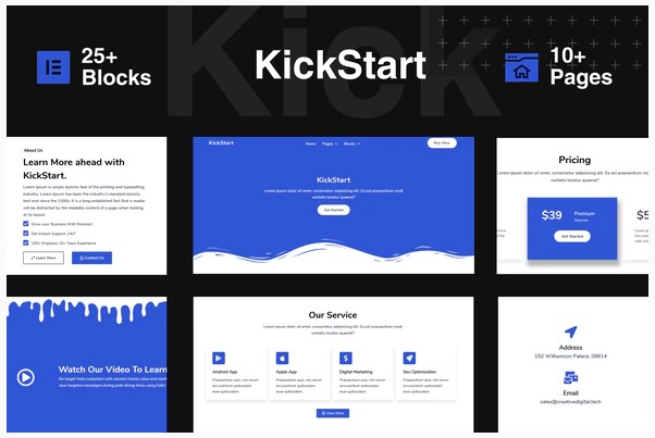Themeforest KickStart - Creative Digital Business Elementor Template Kit слив курса