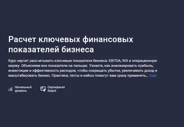 Мария Пархоменко Stepik Расчет ключевых финансовых показателей бизнеса 2025 слив