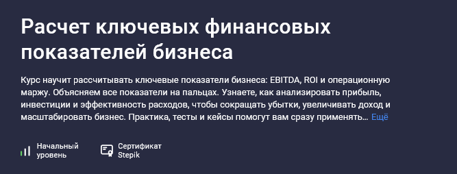 Мария Пархоменко Stepik Расчет ключевых финансовых показателей бизнеса 2025 слив курса