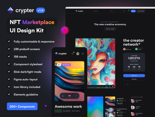 UI8 Crypter - NFT Marketplace UI Kit 2020 слив курса
