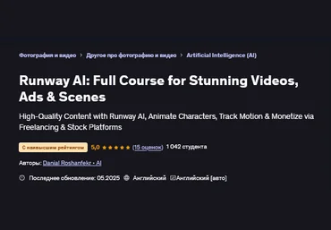 Дэниел Рошенфекр Runway AI: полный курс для создания потрясающих видеороликов и рекламы 2025 скачать слив
