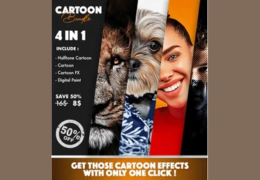 Graphicriver 4 in 1 Cartoon Bundle Photoshop Actions 2021 слив