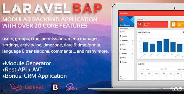 Codecanyon Laravel BAP v1.0.3 - модульная платформа приложений и CRM слив курса