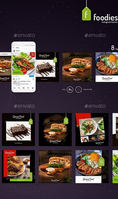 Graphicriver Foodie – 8 Instagram Template 2020 слив курса