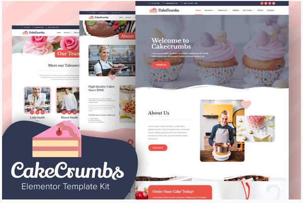Themeforest Cakecrumbs - Bakery Elementor Template kit слив курса