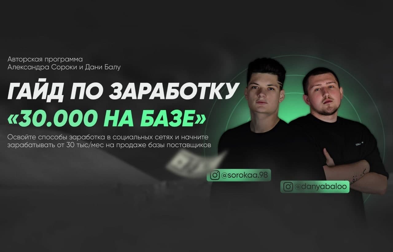 Александр Сорока и Даня Балу Гайд по заработку «30.000 На Базе» 2020 слив курса